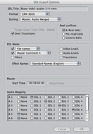 CMX 3600 export screen